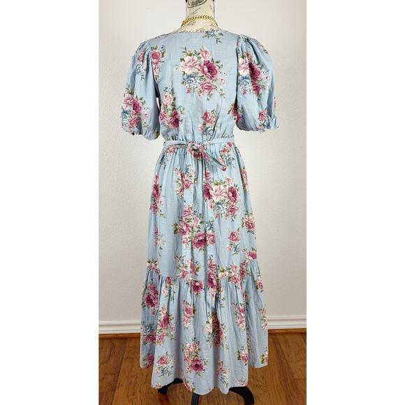 B1 Newbie Floral Maxi Dress Womens XS Cottagecore Romantic Swiftie Feminine Chic - Picture 5 of 7